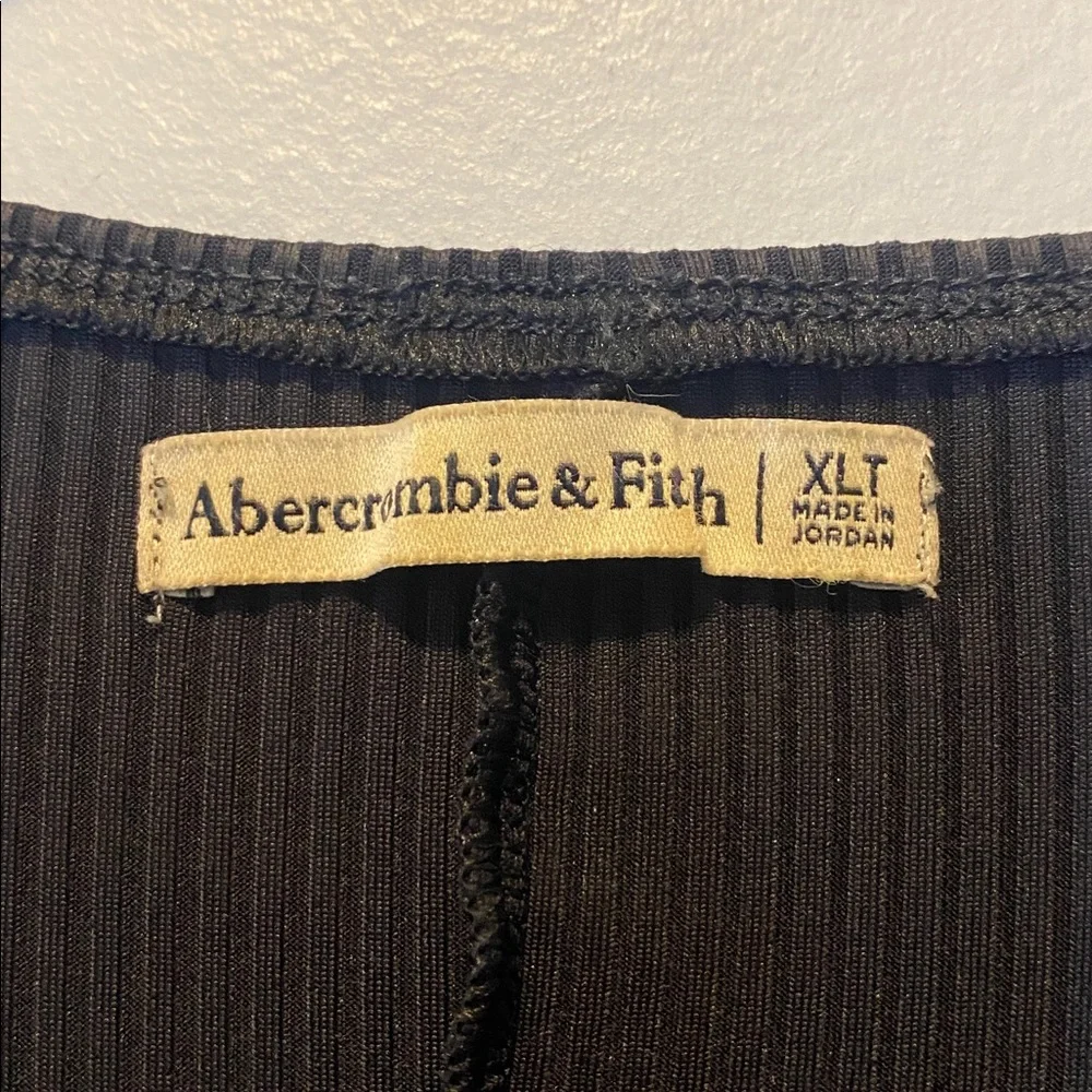 Abercrombie Fitch Ribbed Maxi Dress Womens XLT Black Long Sleeve Dark Romantic